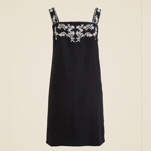 NWT- Embroidered Linen Shift Dress - Black & White